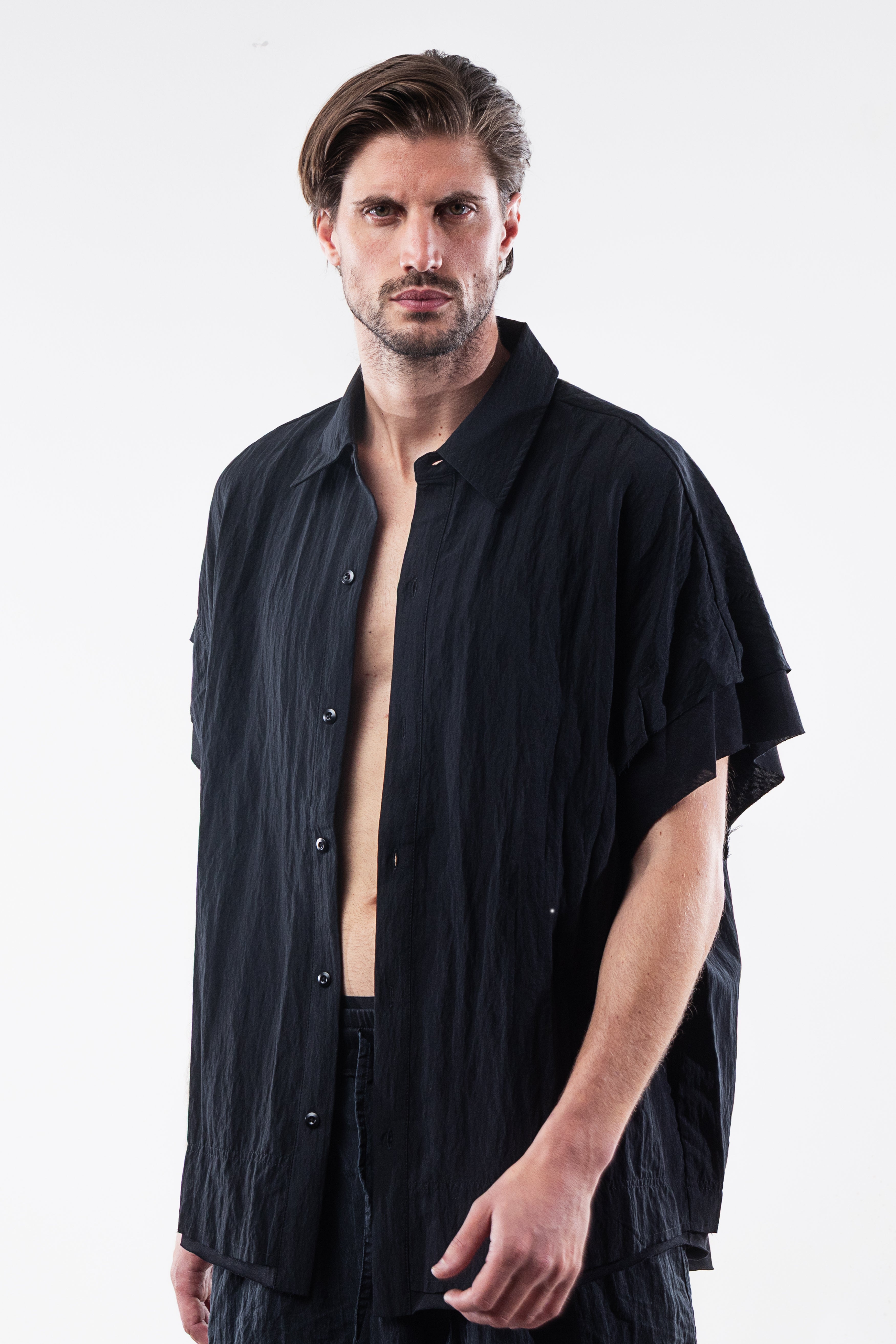 WRINKLED FABRIC SHIRT BLACK