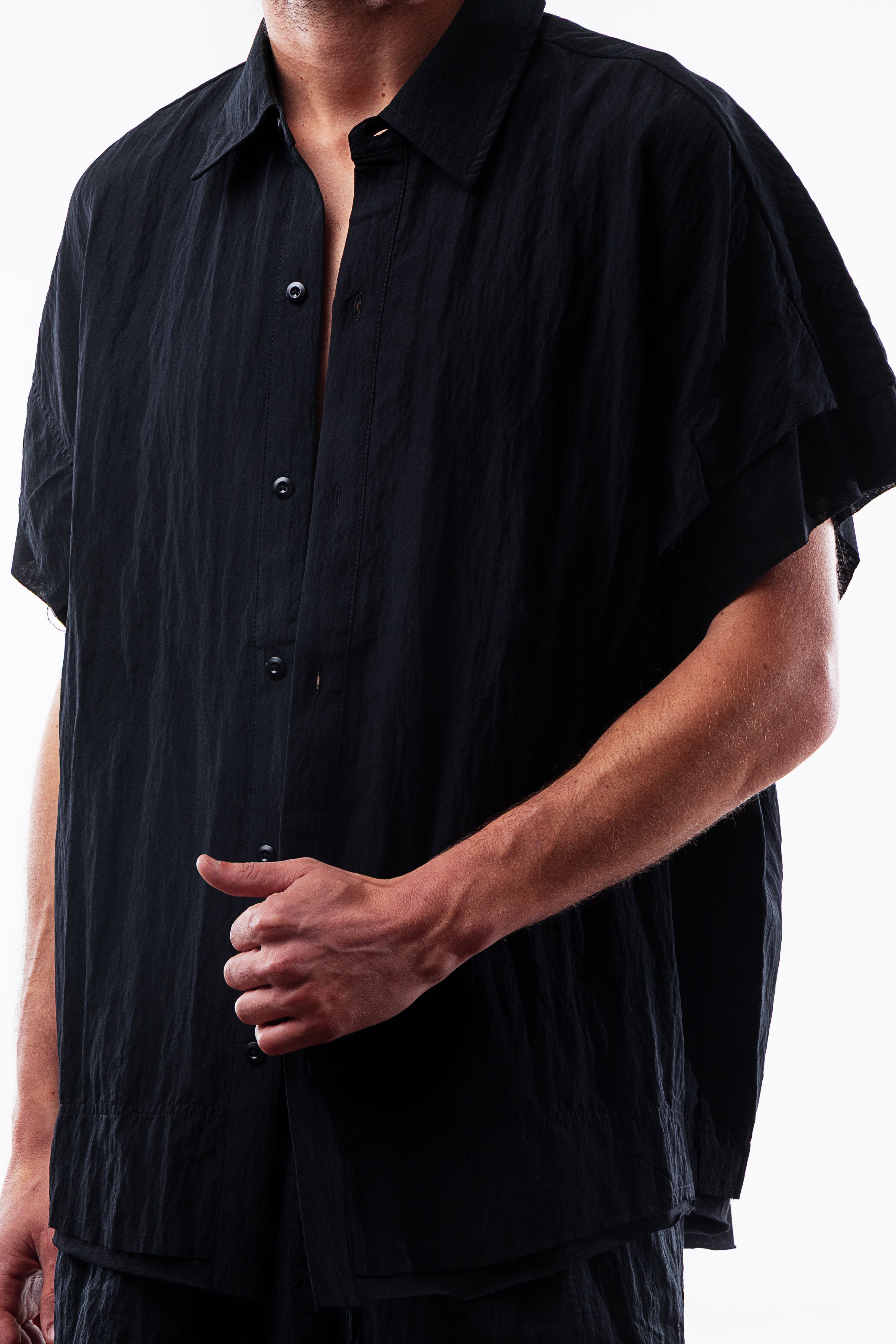 WRINKLED FABRIC SHIRT BLACK