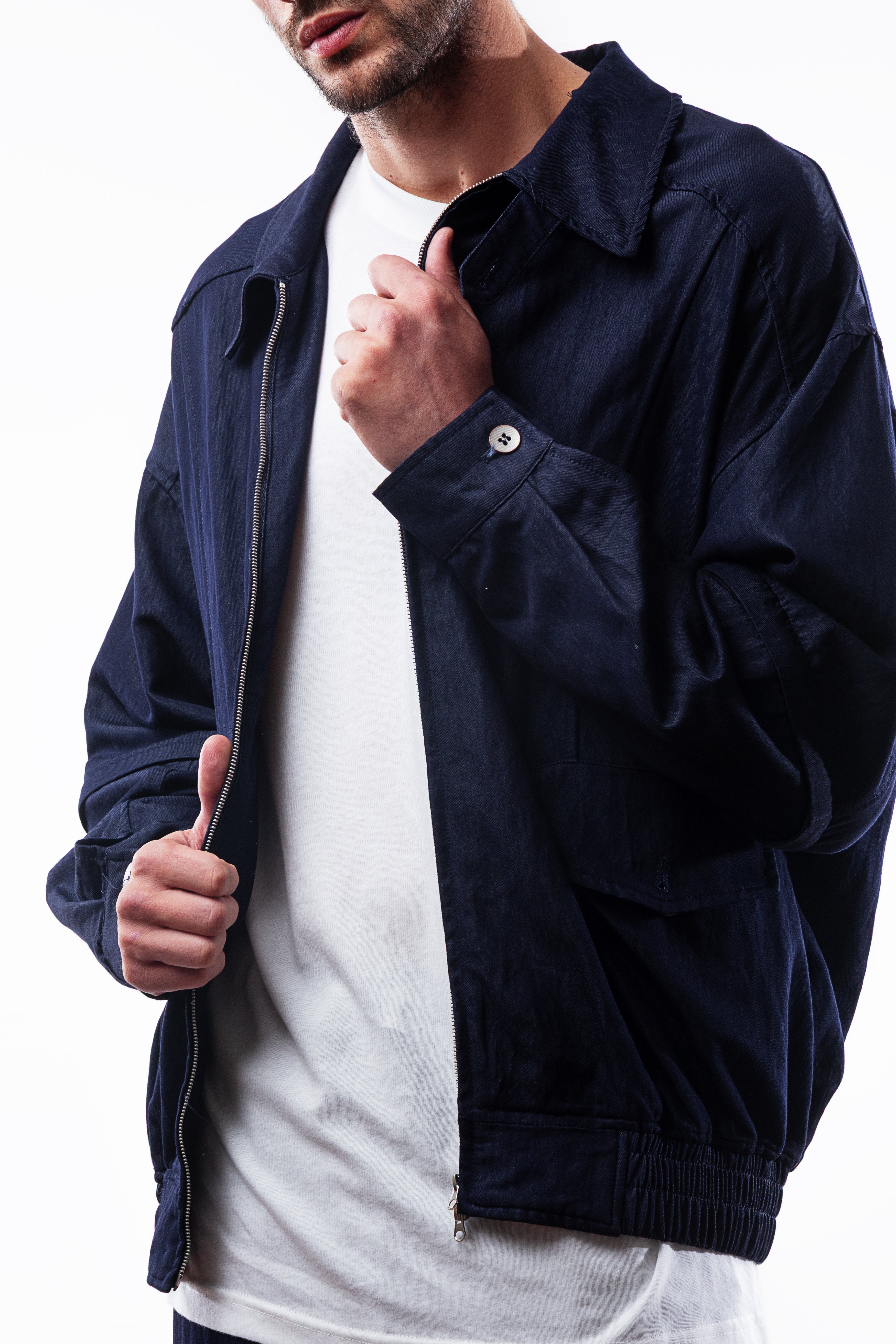 JACKET WITH DETACHABLE SLEEVES DENIM BLUE