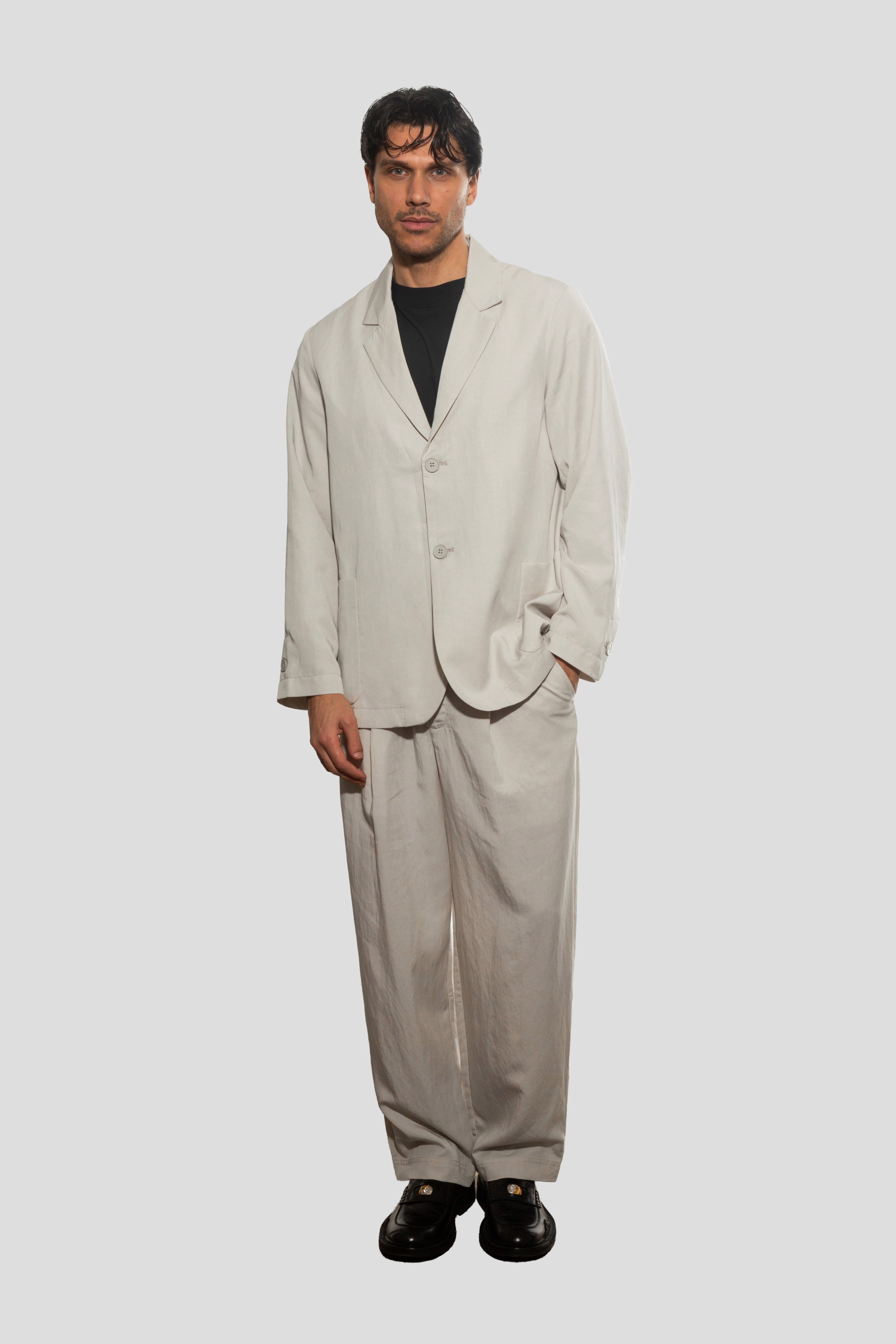 VESTE DÉCONTRACTÉE EN LYOCELL GRIS CLAIR