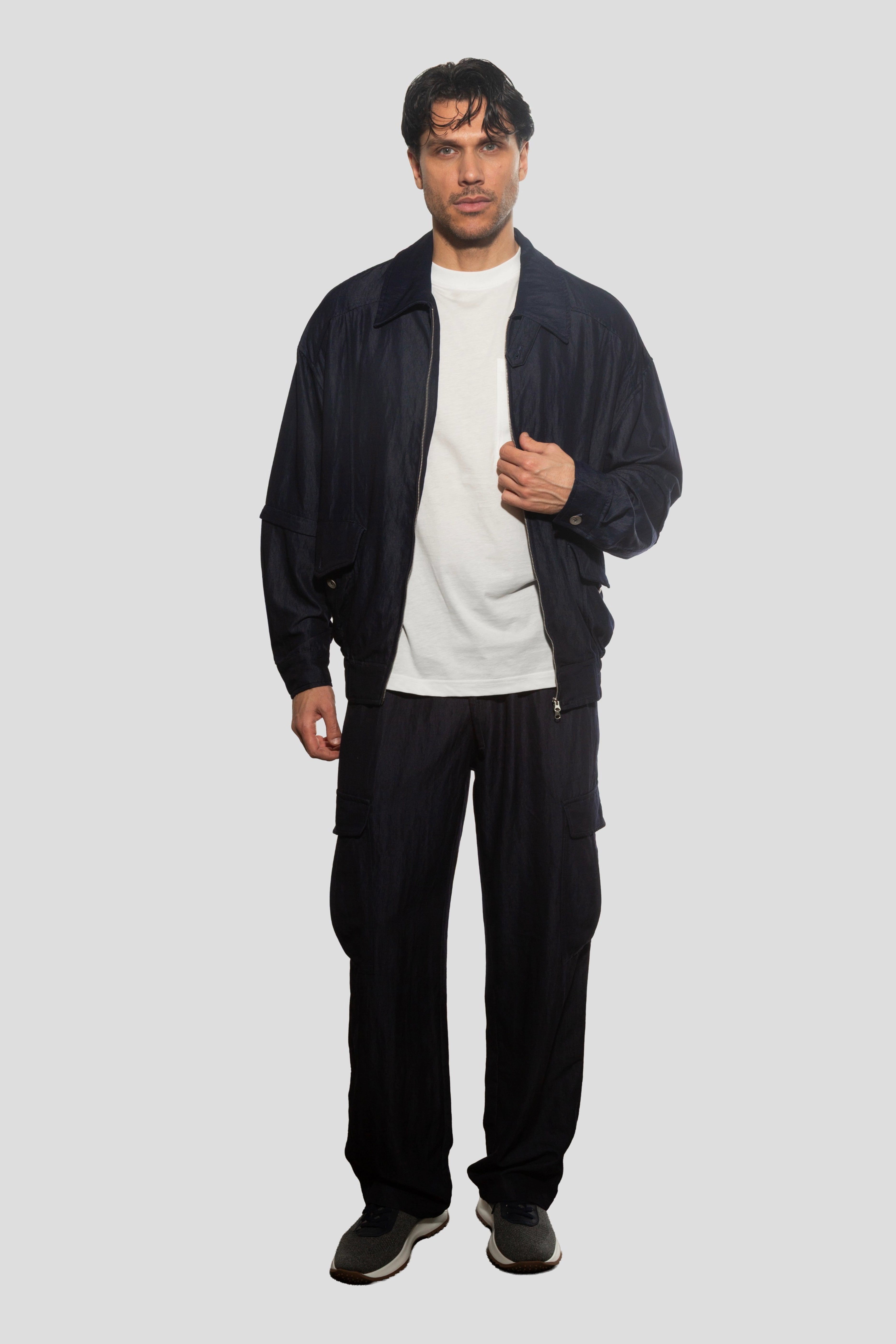 JACKET WITH DETACHABLE SLEEVES DENIM BLUE
