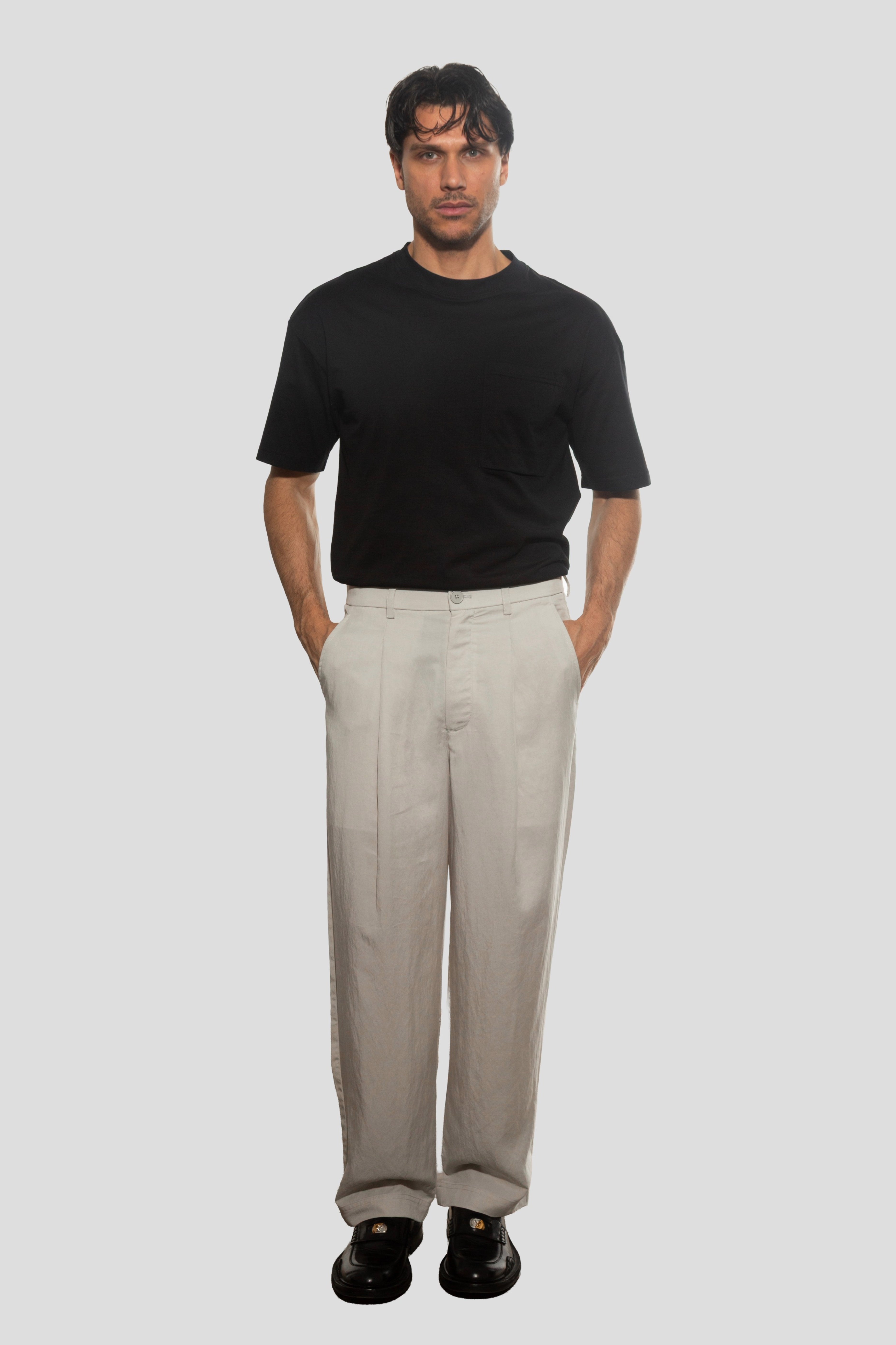 LYOCELL TROUSERS LIGHT GRAY