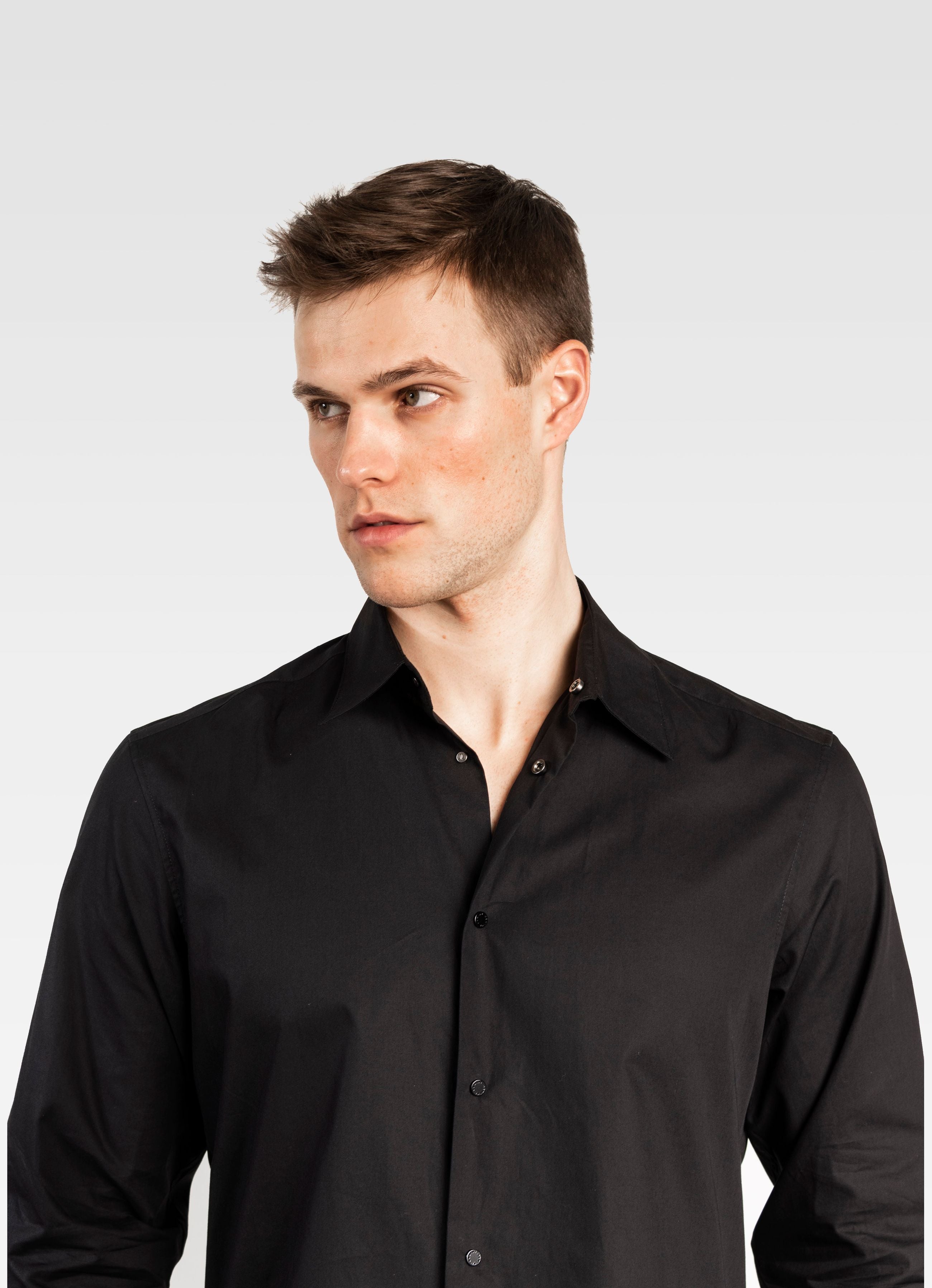 POPLIN COTTON LONG SLEEVED SHIRT BLACK GEMINI