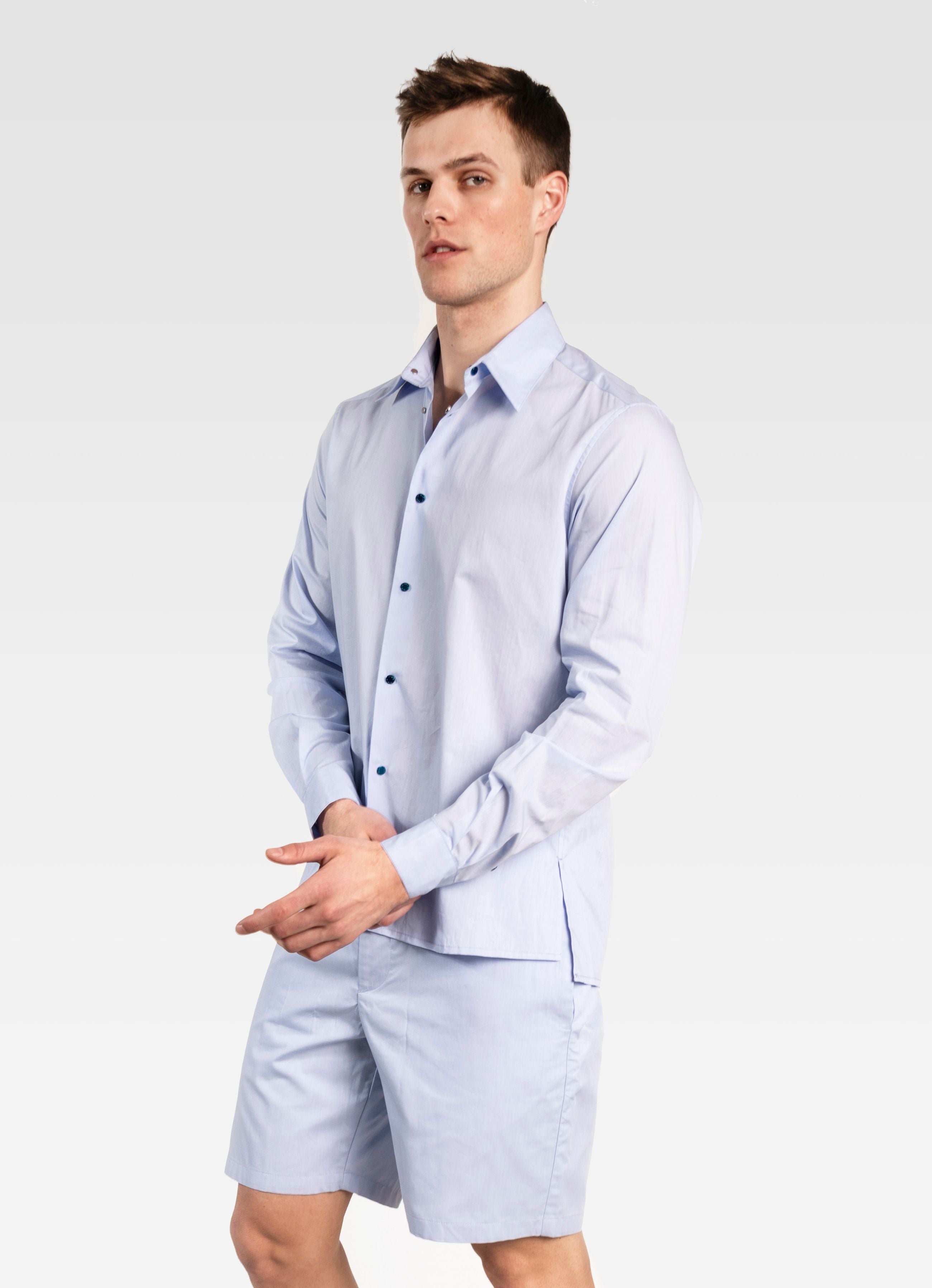 POPLIN COTTON LONG SLEEVED SHIRT BLUE GEMINI