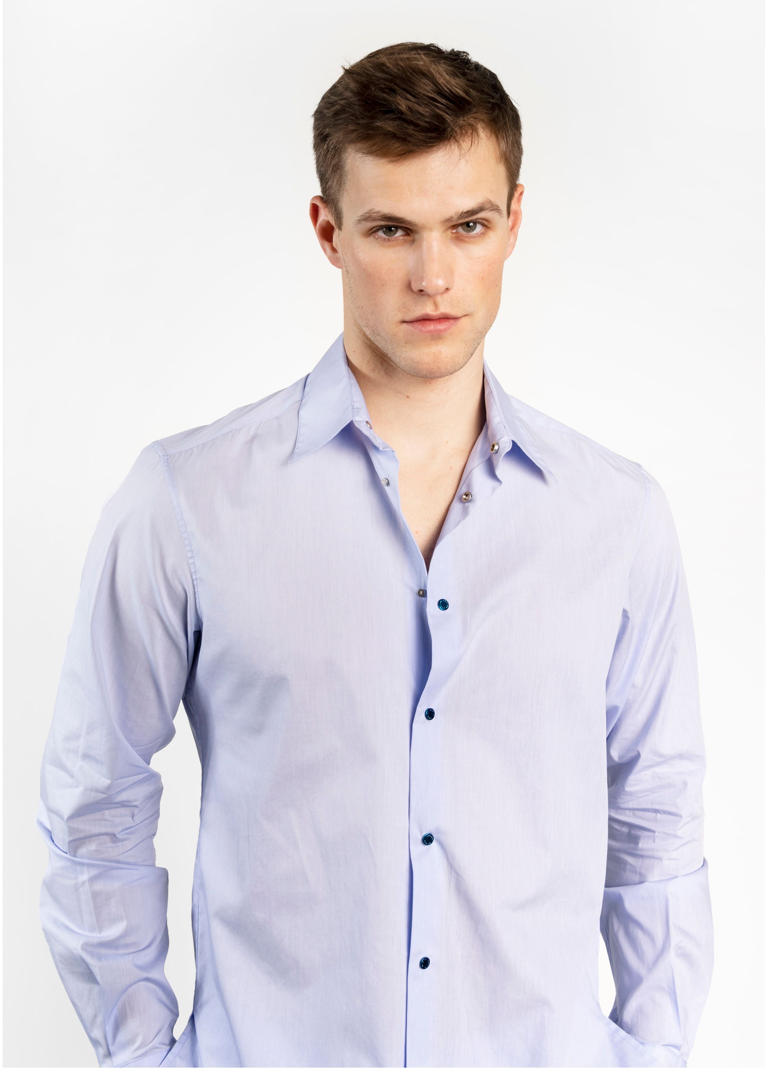 POPLIN COTTON LONG SLEEVED SHIRT BLUE GEMINI