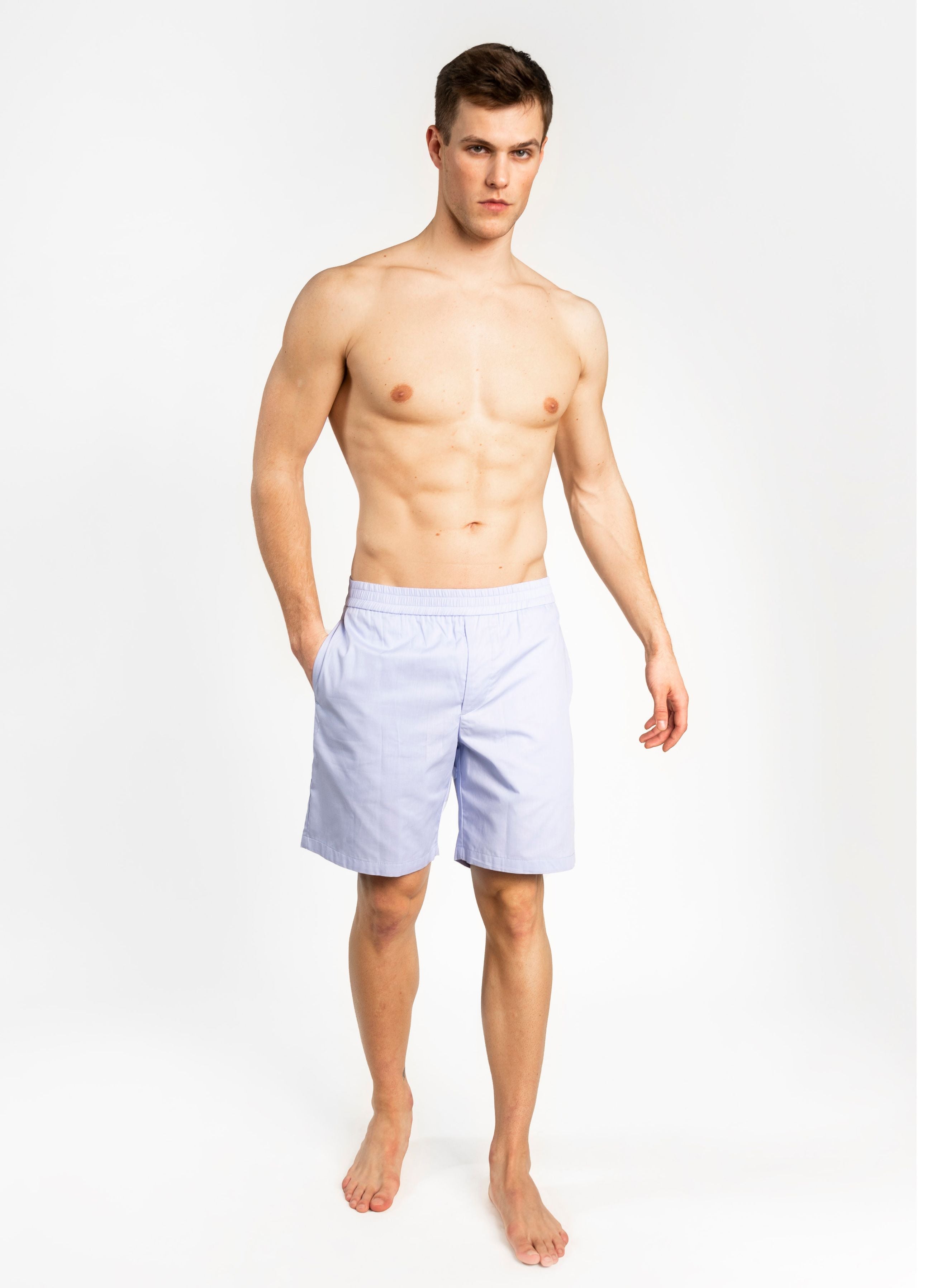 POPLIN COTTON SHORTS BLUE GEMINI