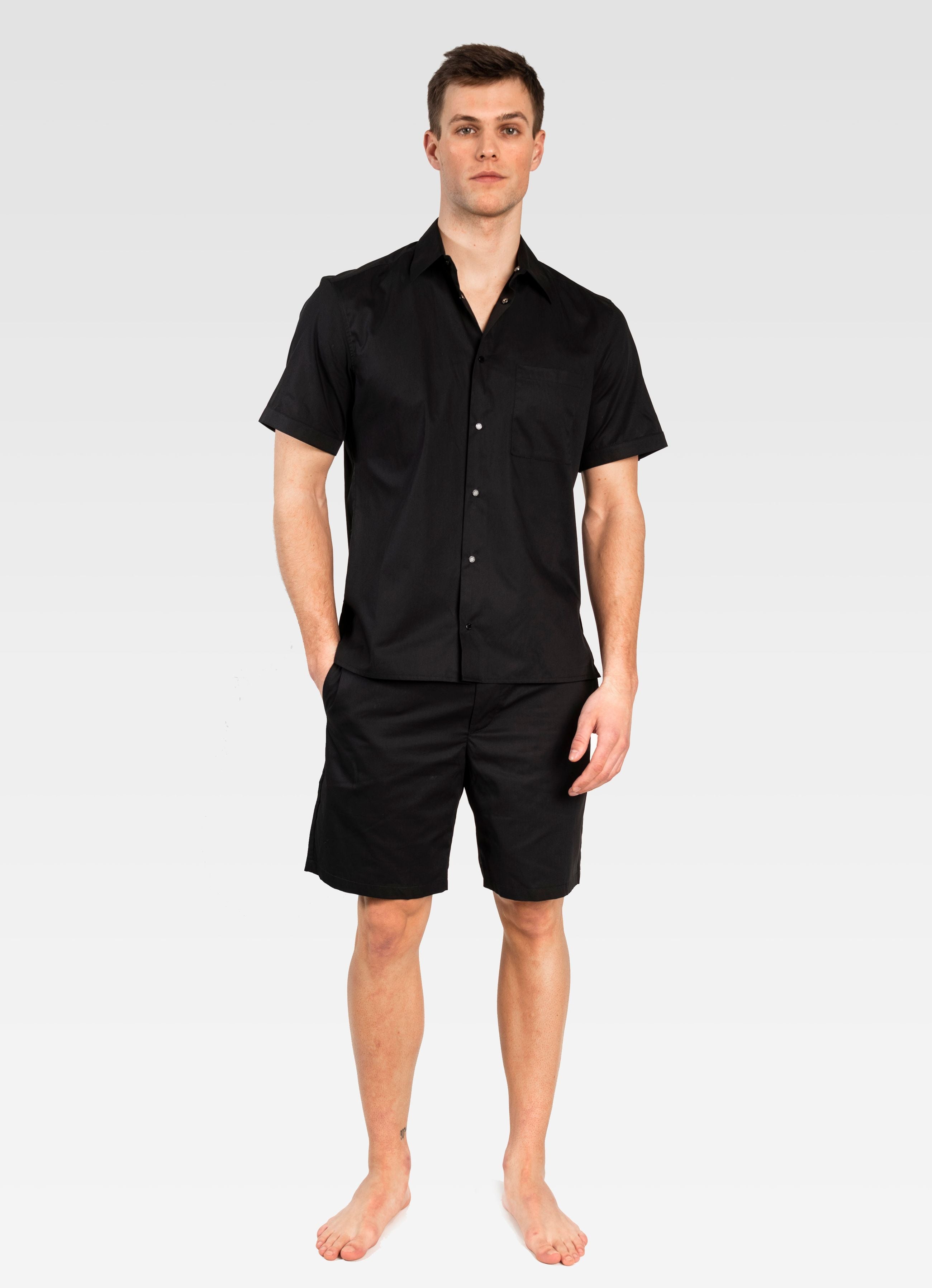 POPLIN COTTON SHORT SLEEVED SHIRT BLACK GEMINI
