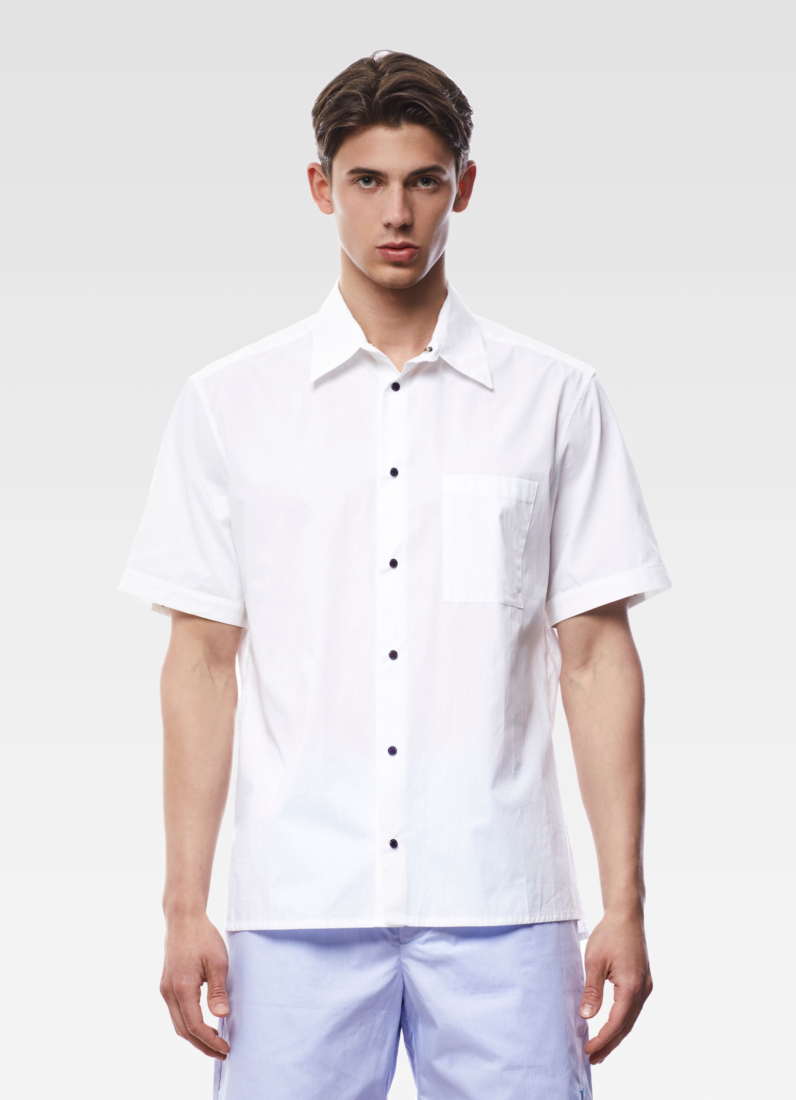 POPLIN COTTON SHORT SLEEVED SHIRT WHITE GEMINI