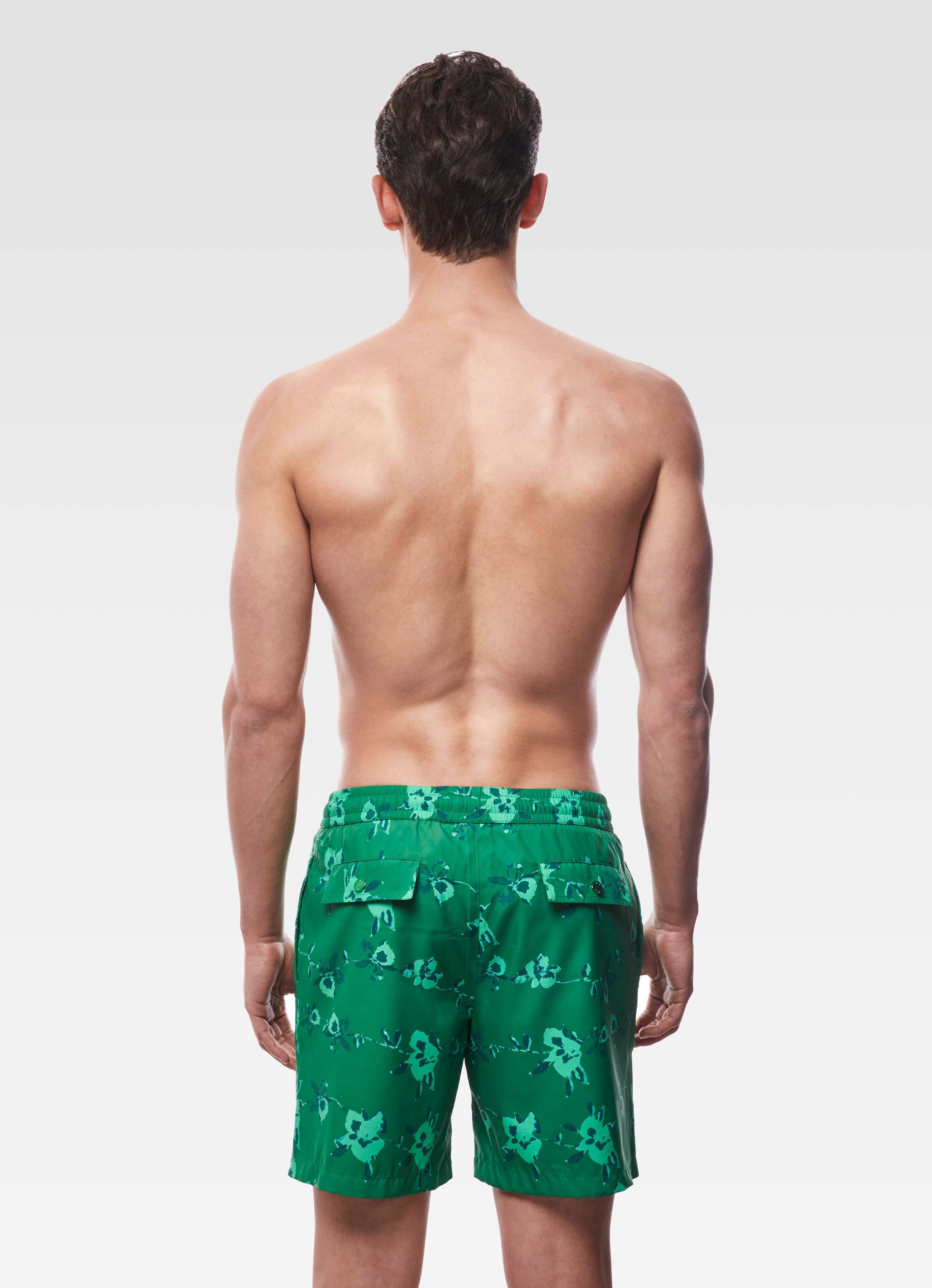 SWIM SHORTS LONG FLORAL GREEN GEMINI