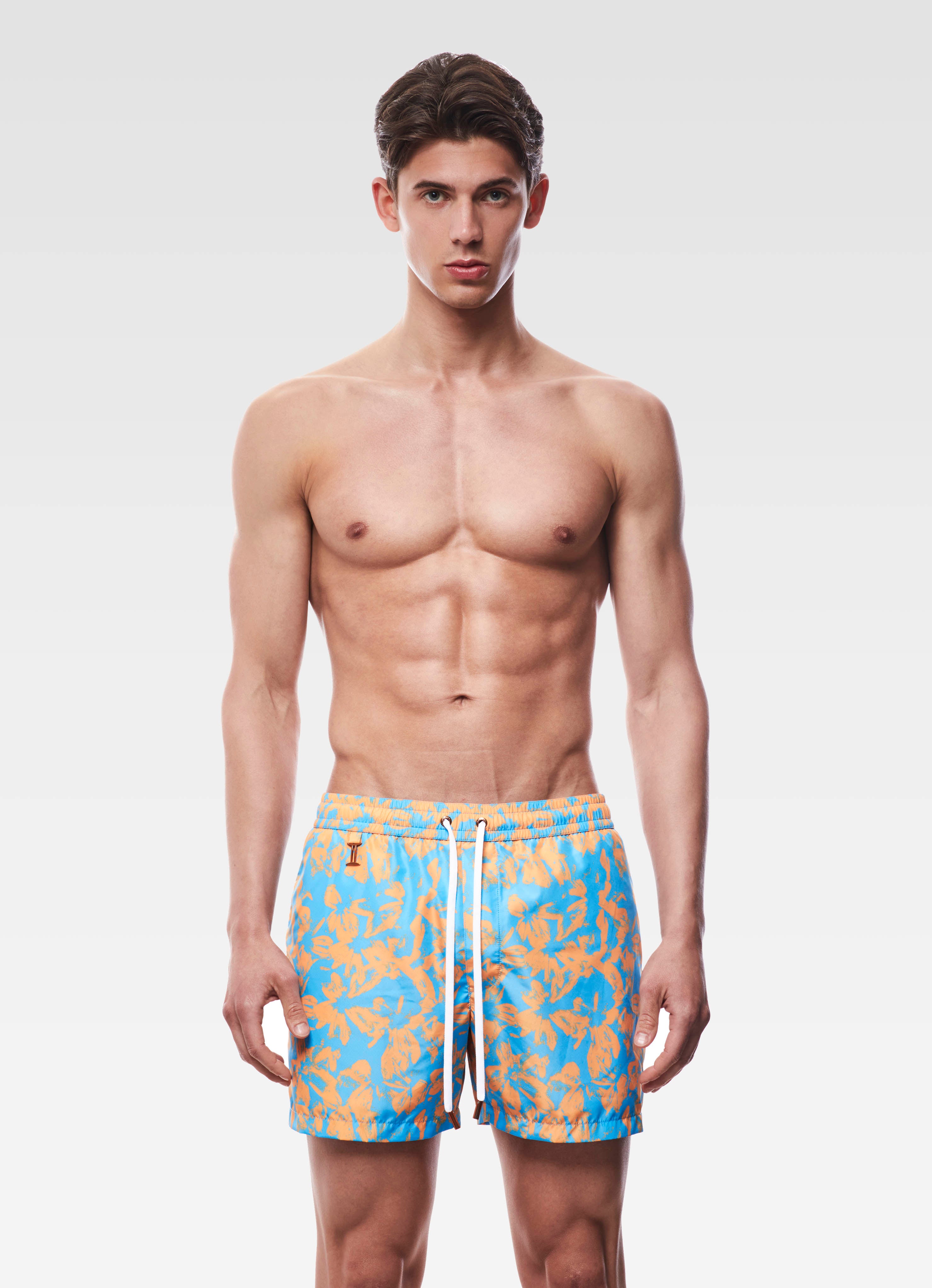 SWIM SHORTS REGULAR FLORAL ORANGE & BLUE GEMINI