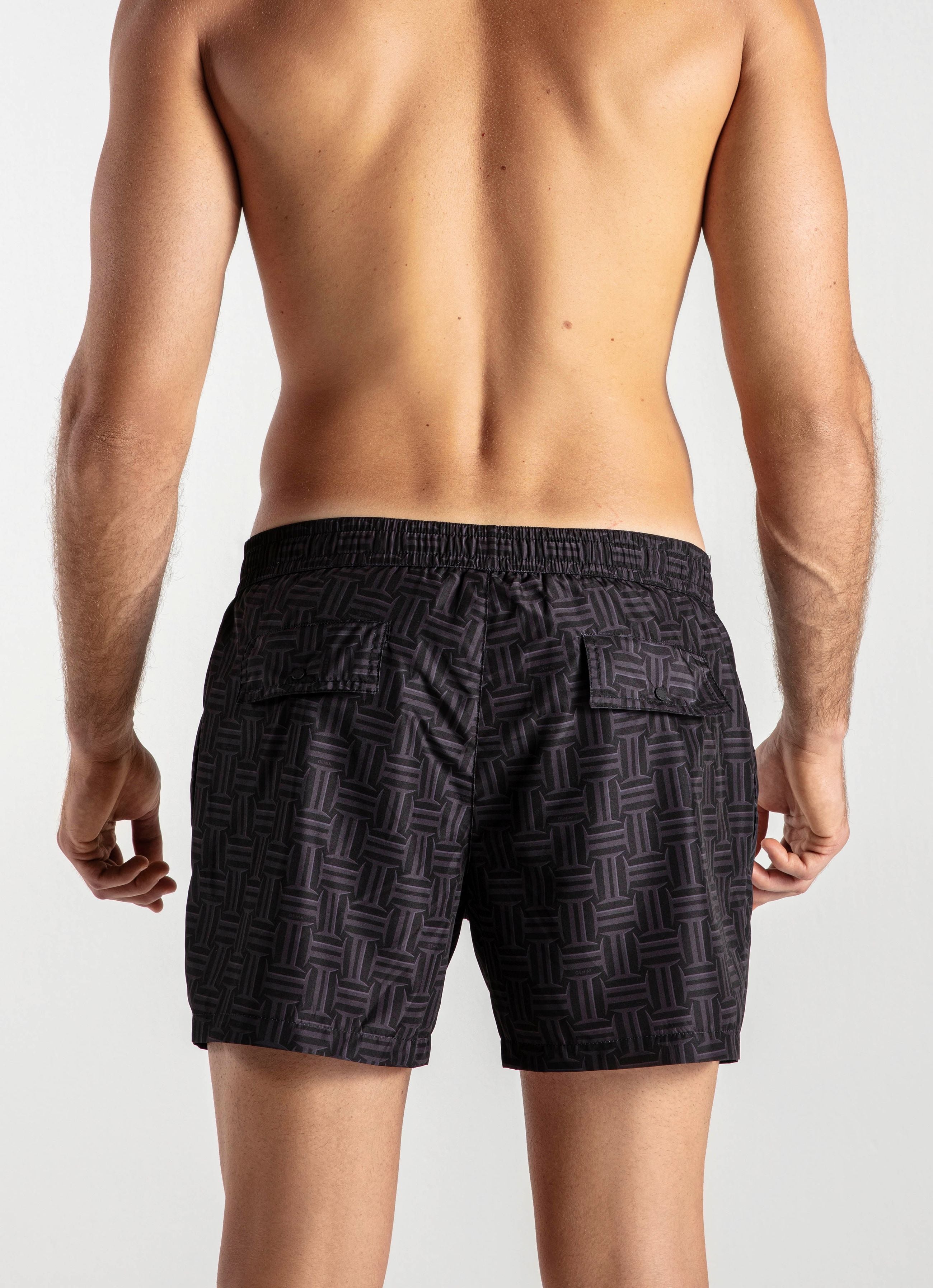 SWIM SHORTS REGULAR MONOGRAM BLACK GEMINI
