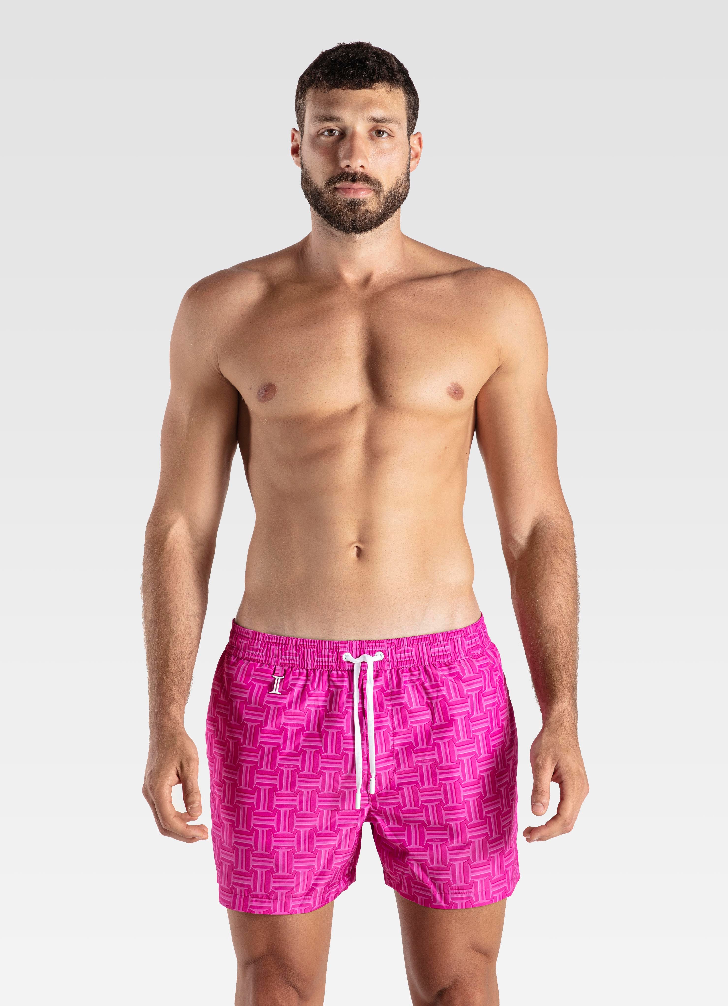 SWIM SHORTS REGULAR MONOGRAM FUXIA GEMINI