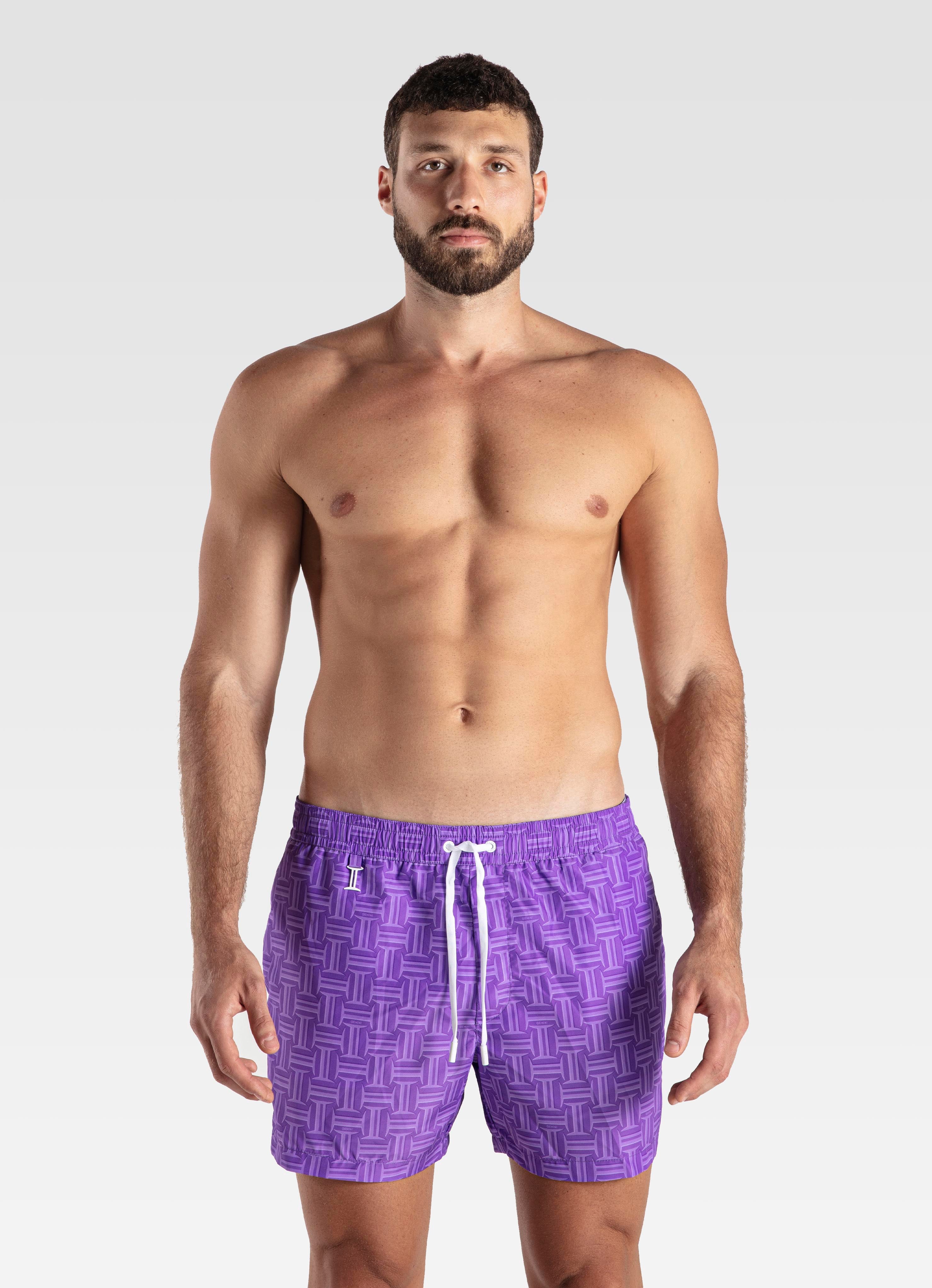 SWIM SHORTS REGULAR MONOGRAM VIOLET GEMINI