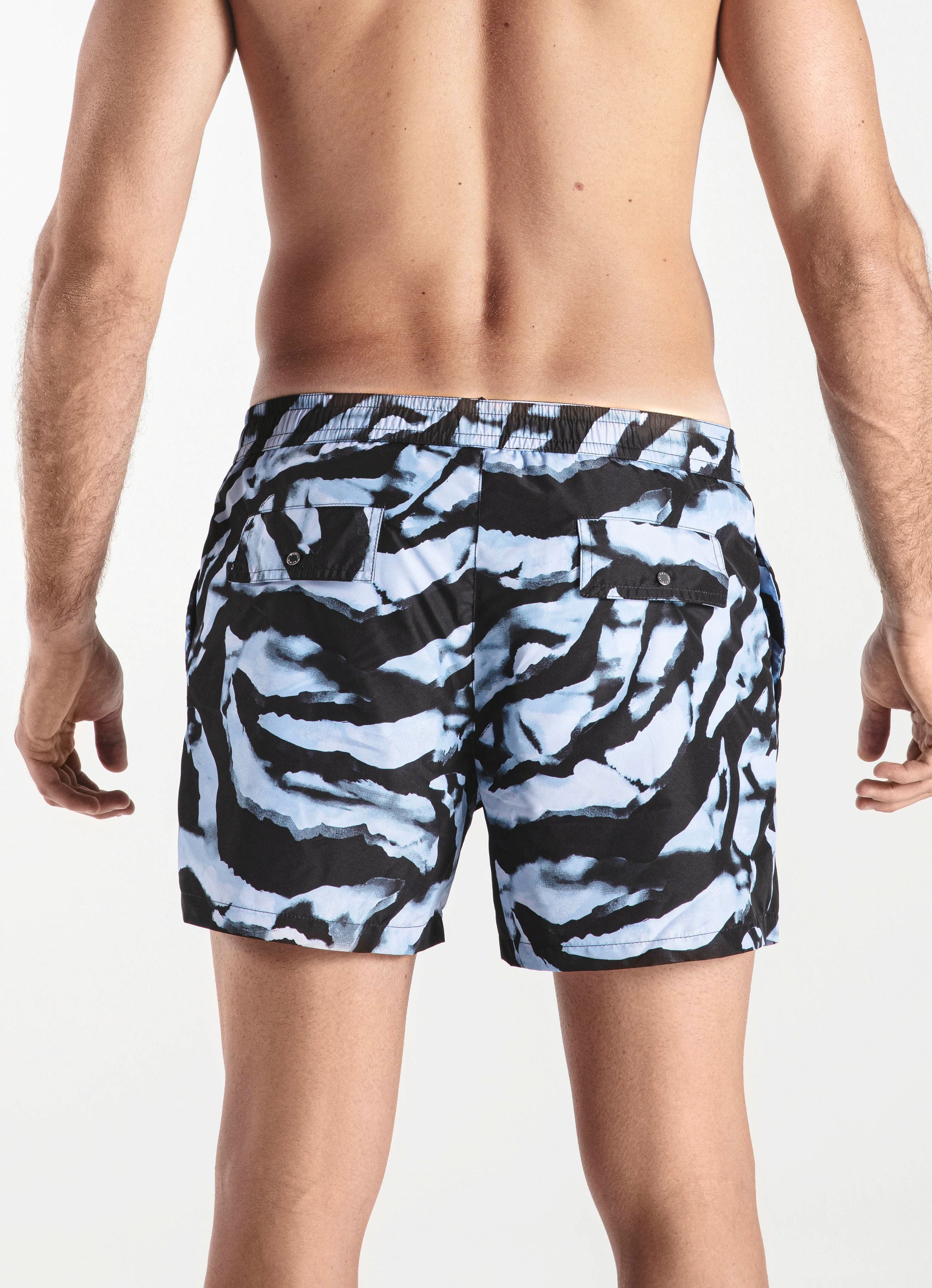SWIM SHORTS REGULAR ZEBRA BLACK & LIGHT BLUE GEMINI