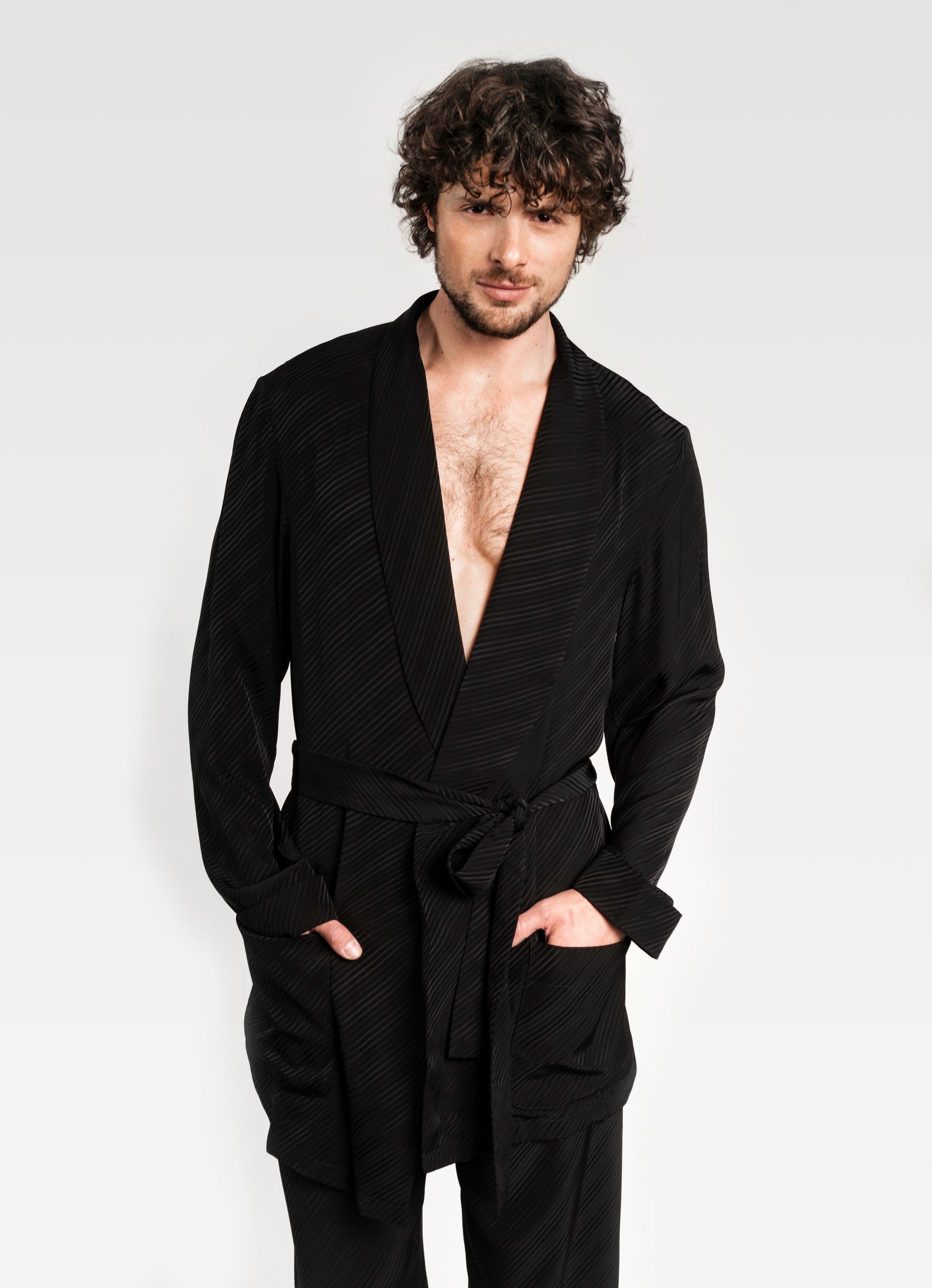 VISCOSE KIMONO BLACK GEMINI