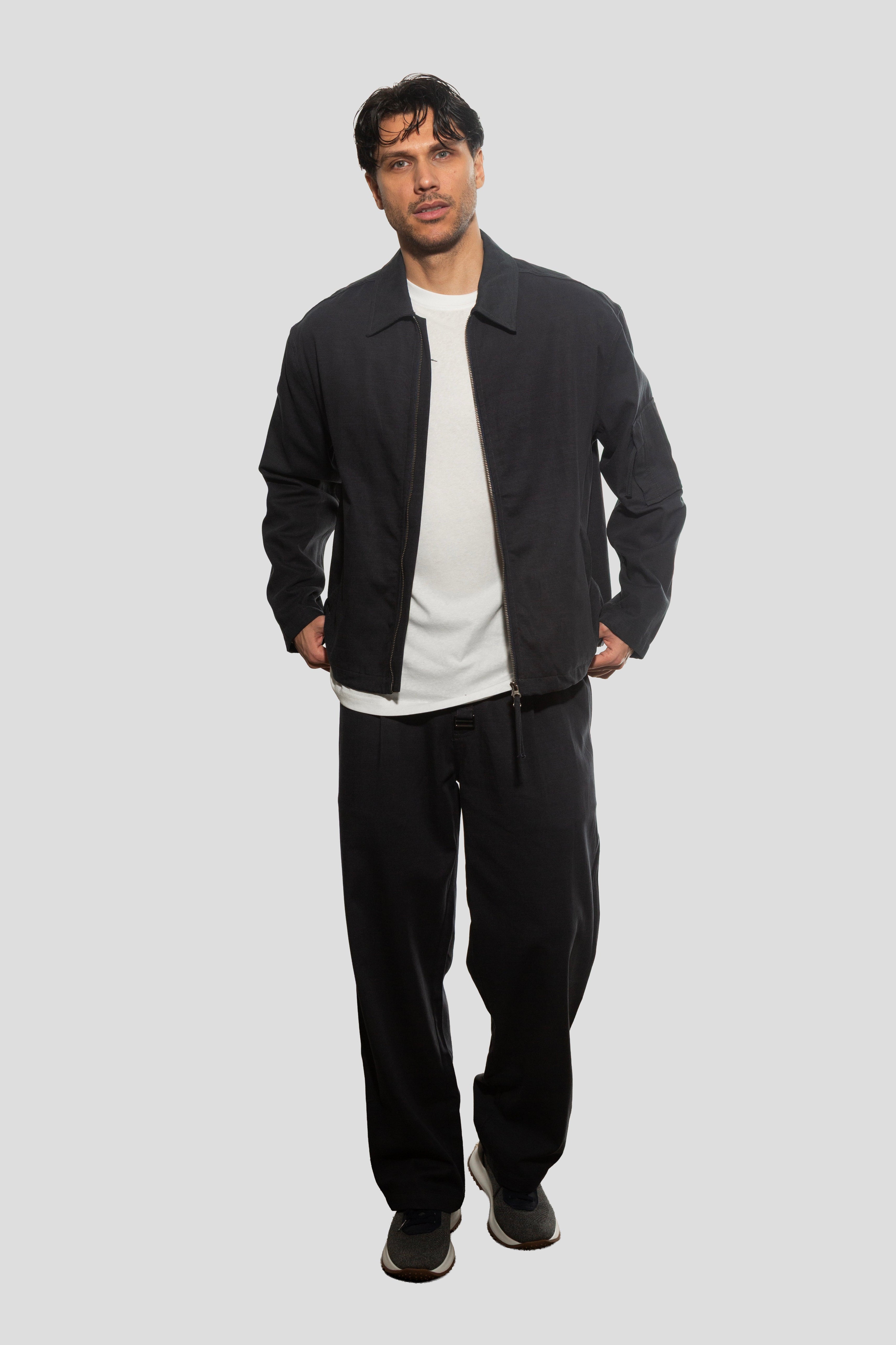 COTTON BLEND JACKET DARK BLUE COTTON BLEND JACKET DARK BLUE
