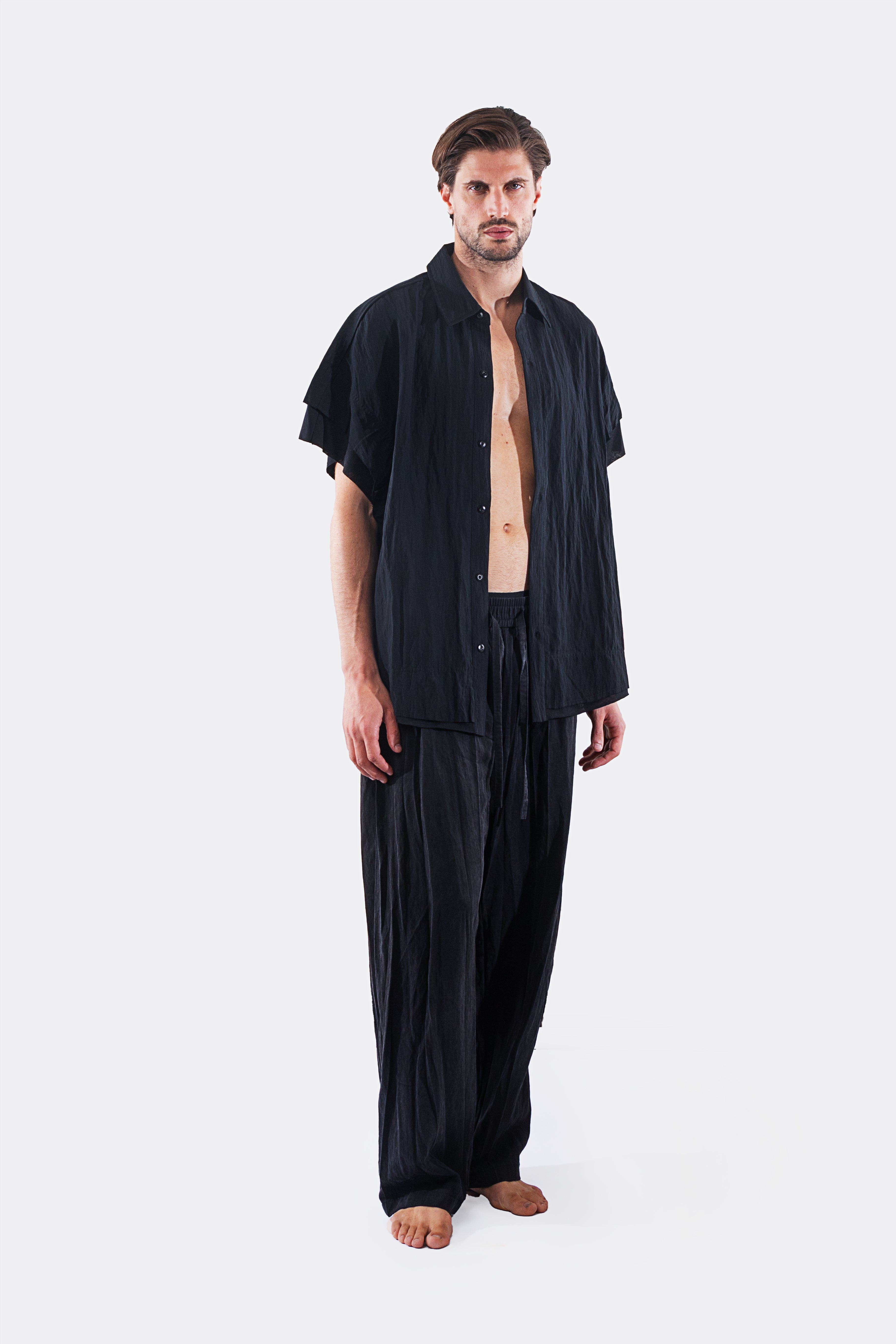 WRINKLED FABRIC SHIRT BLACK