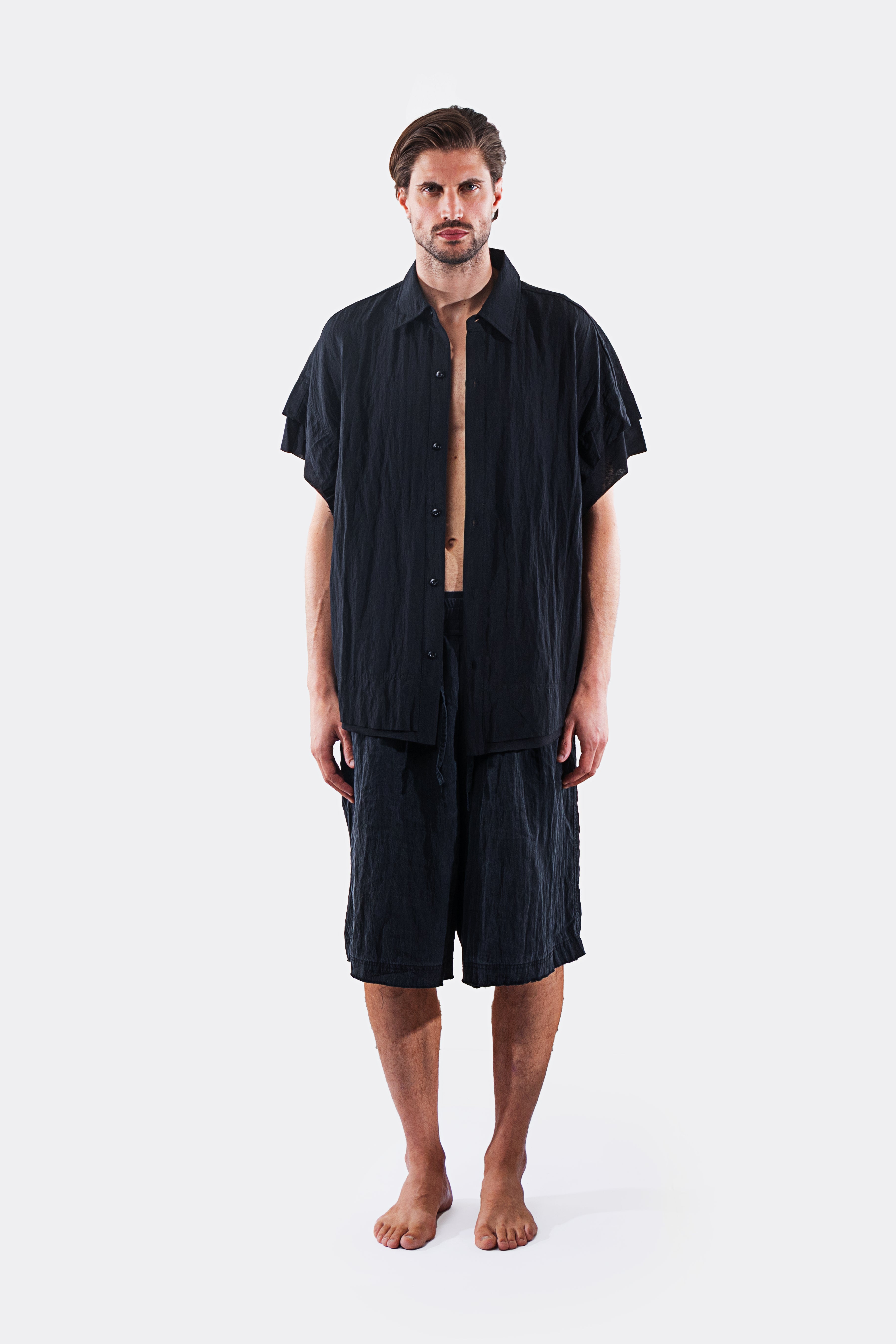 WRINKLED FABRIC SHIRT BLACK