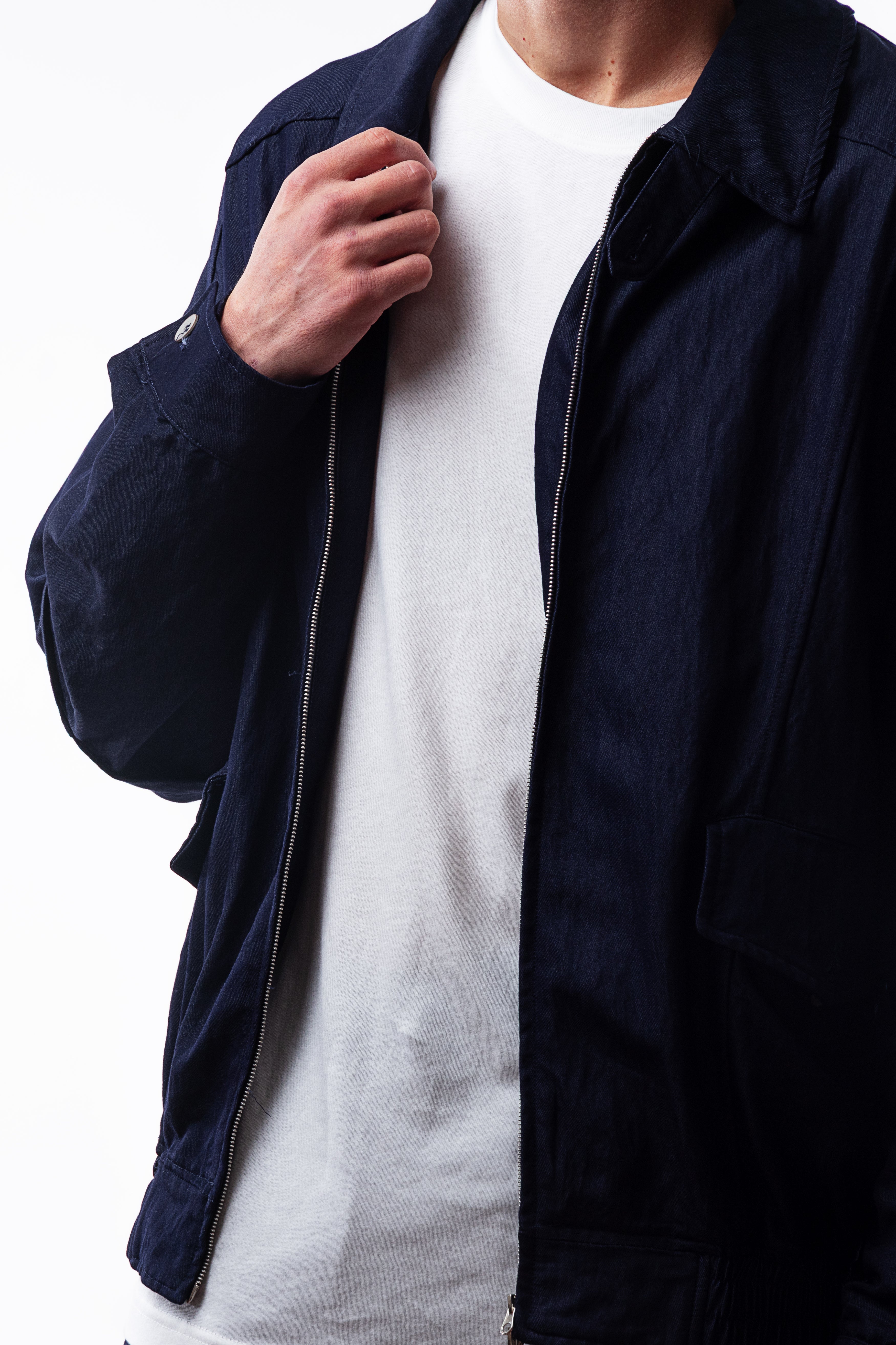 JACKET WITH DETACHABLE SLEEVES DENIM BLUE