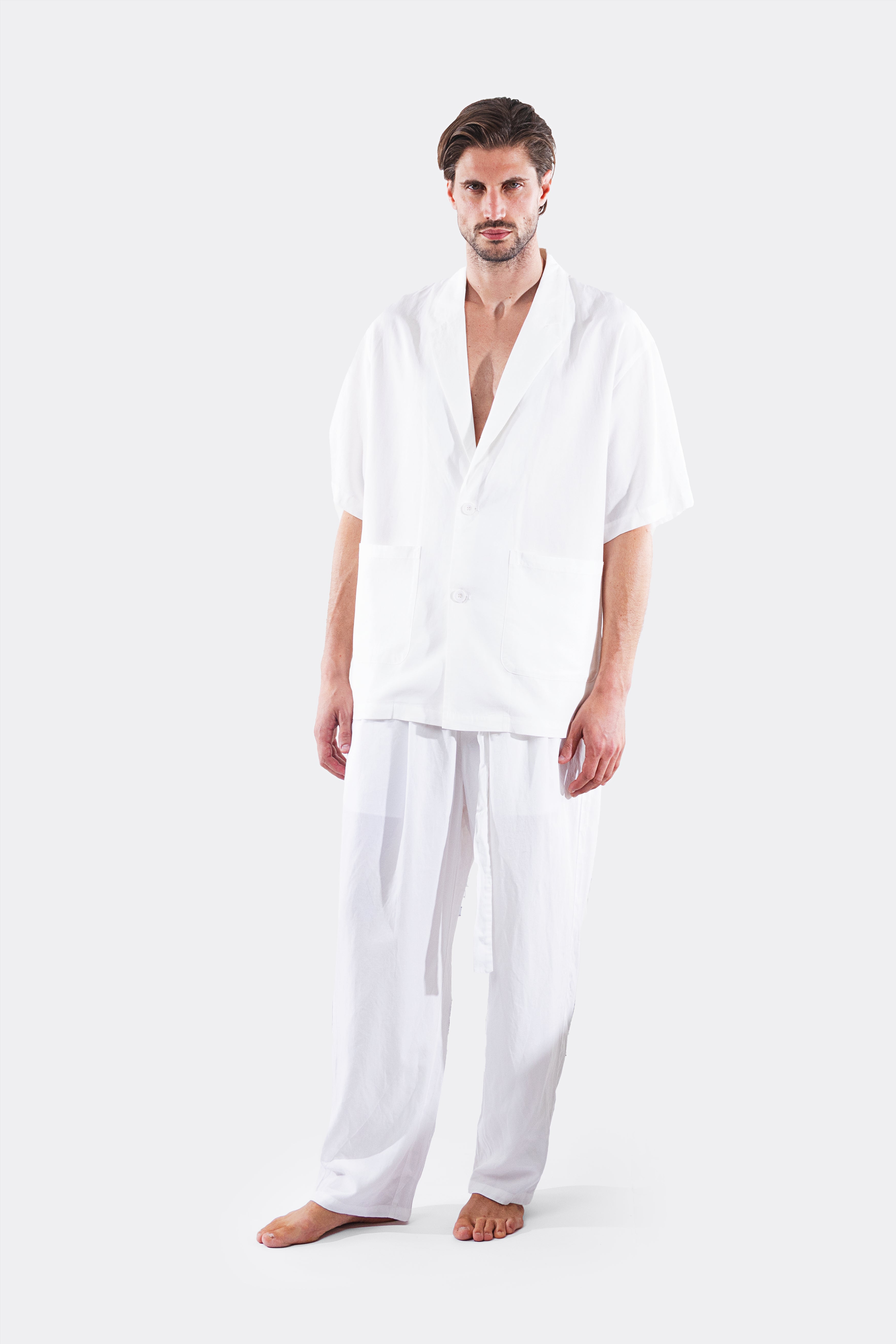 TROUSERS WITH BELT WHITE