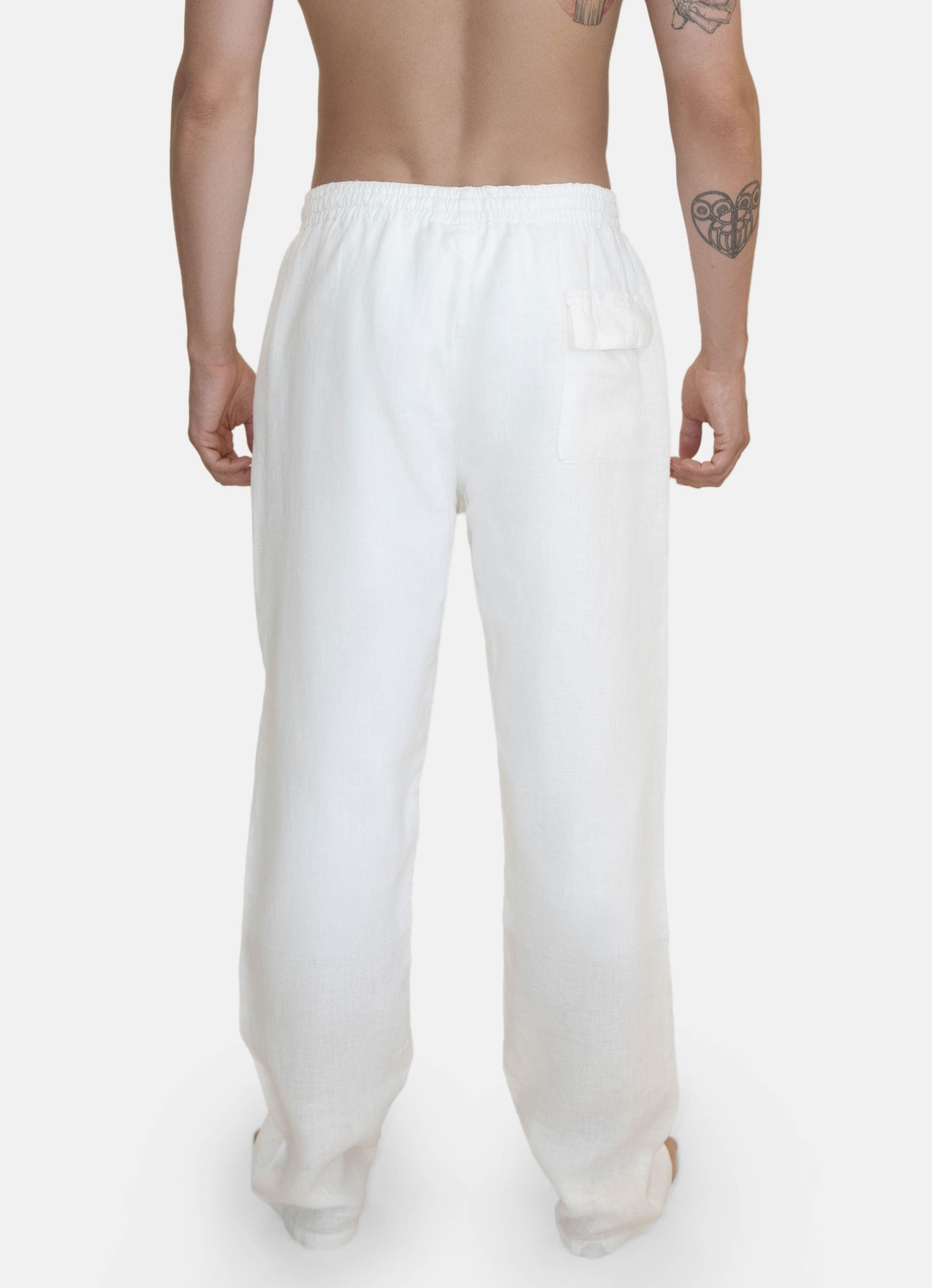 LINEN COMFY TROUSERS WITH ELASTIC BAND IVORY GEMINI