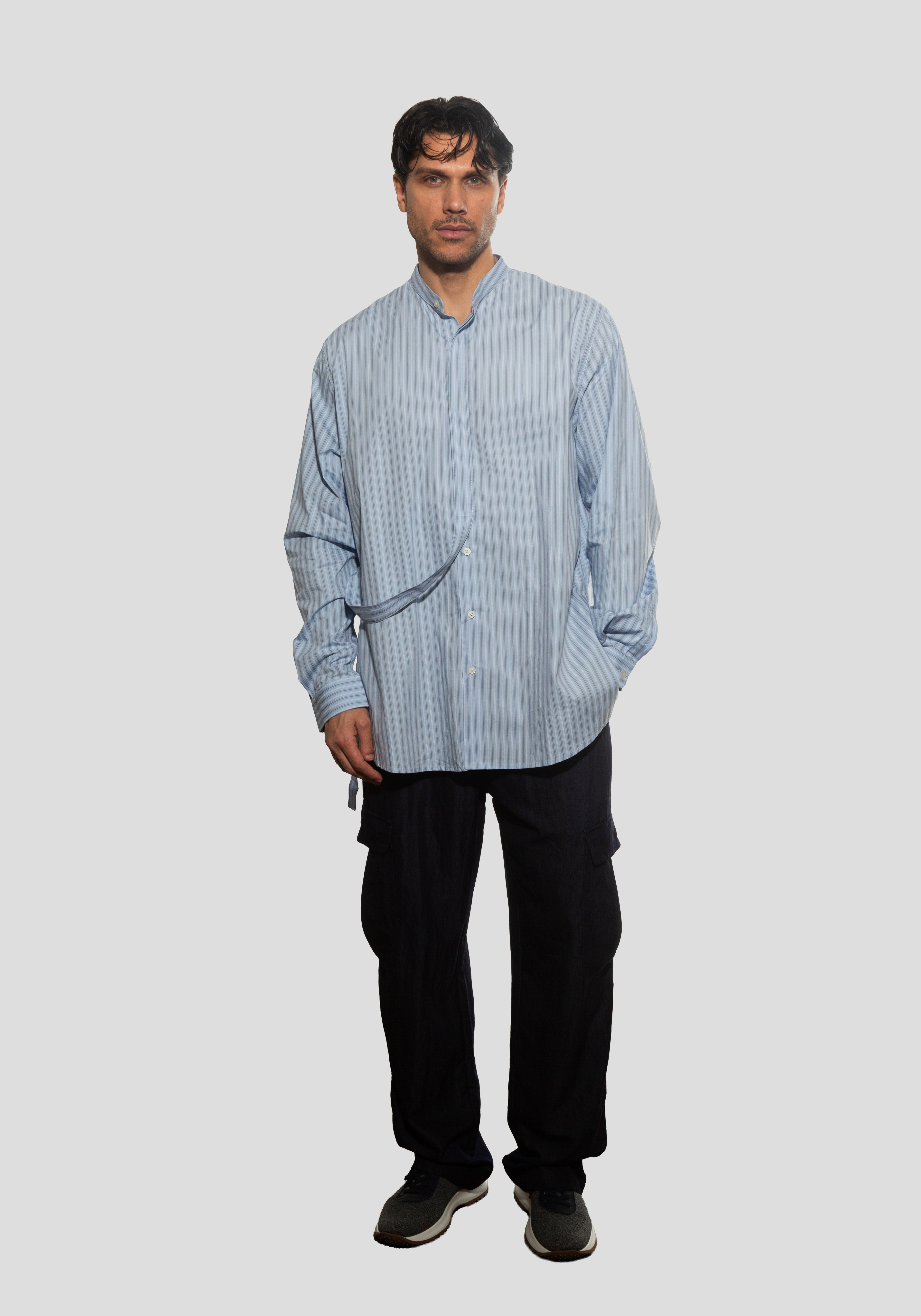 Oversized button-down cotton shirt