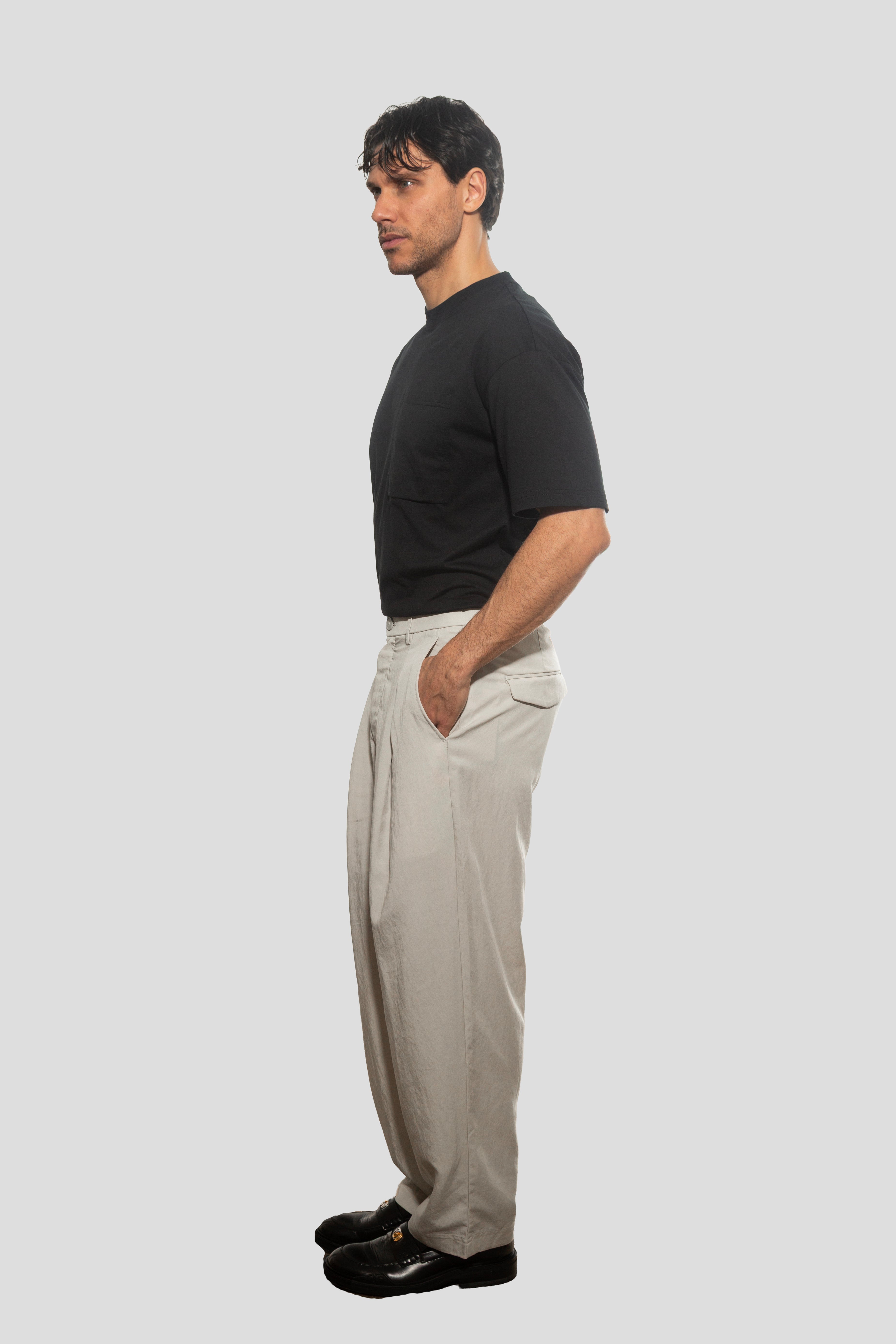 LYOCELL TROUSERS LIGHT GRAY