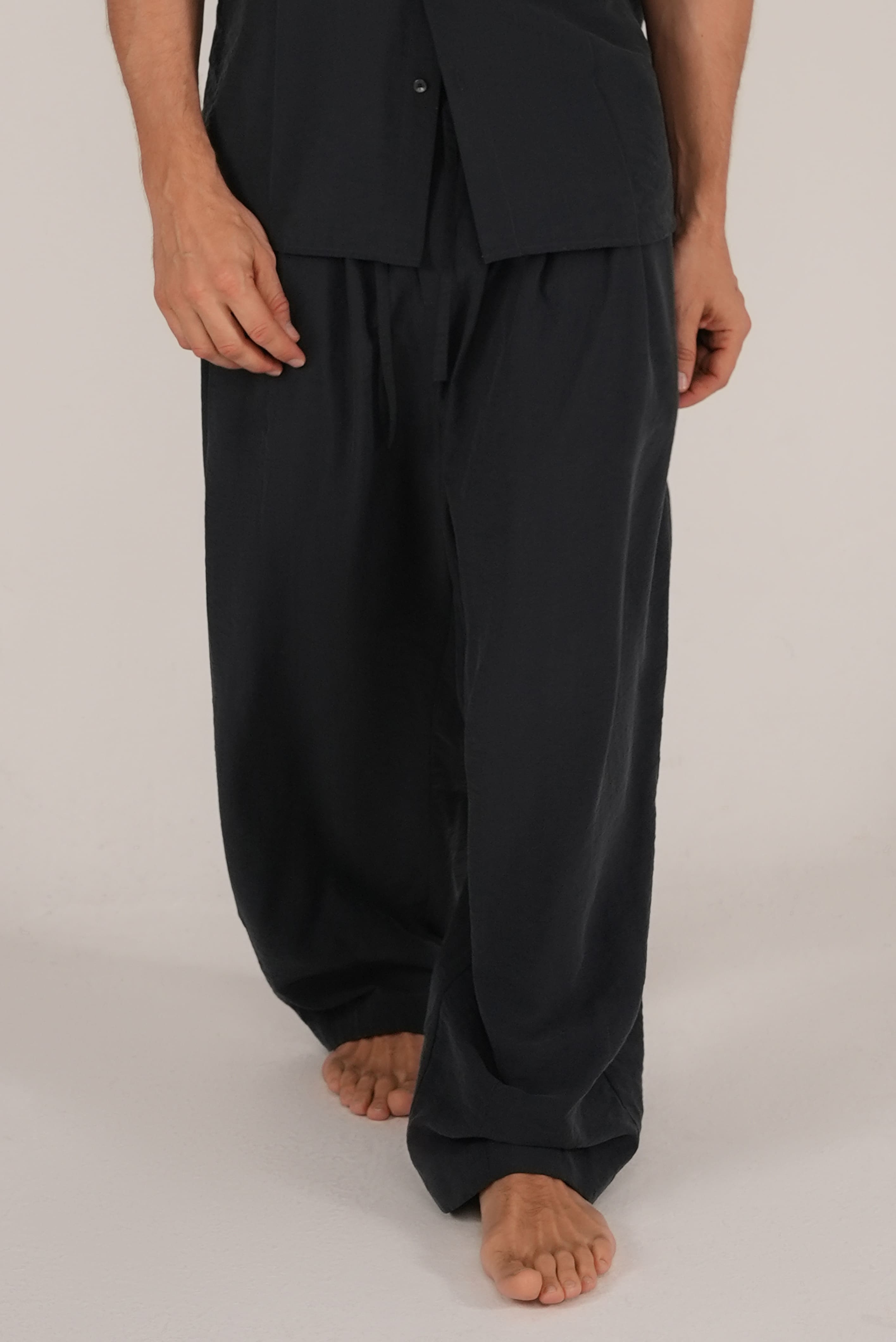 Fluid Cupro Straight Trousers in Black