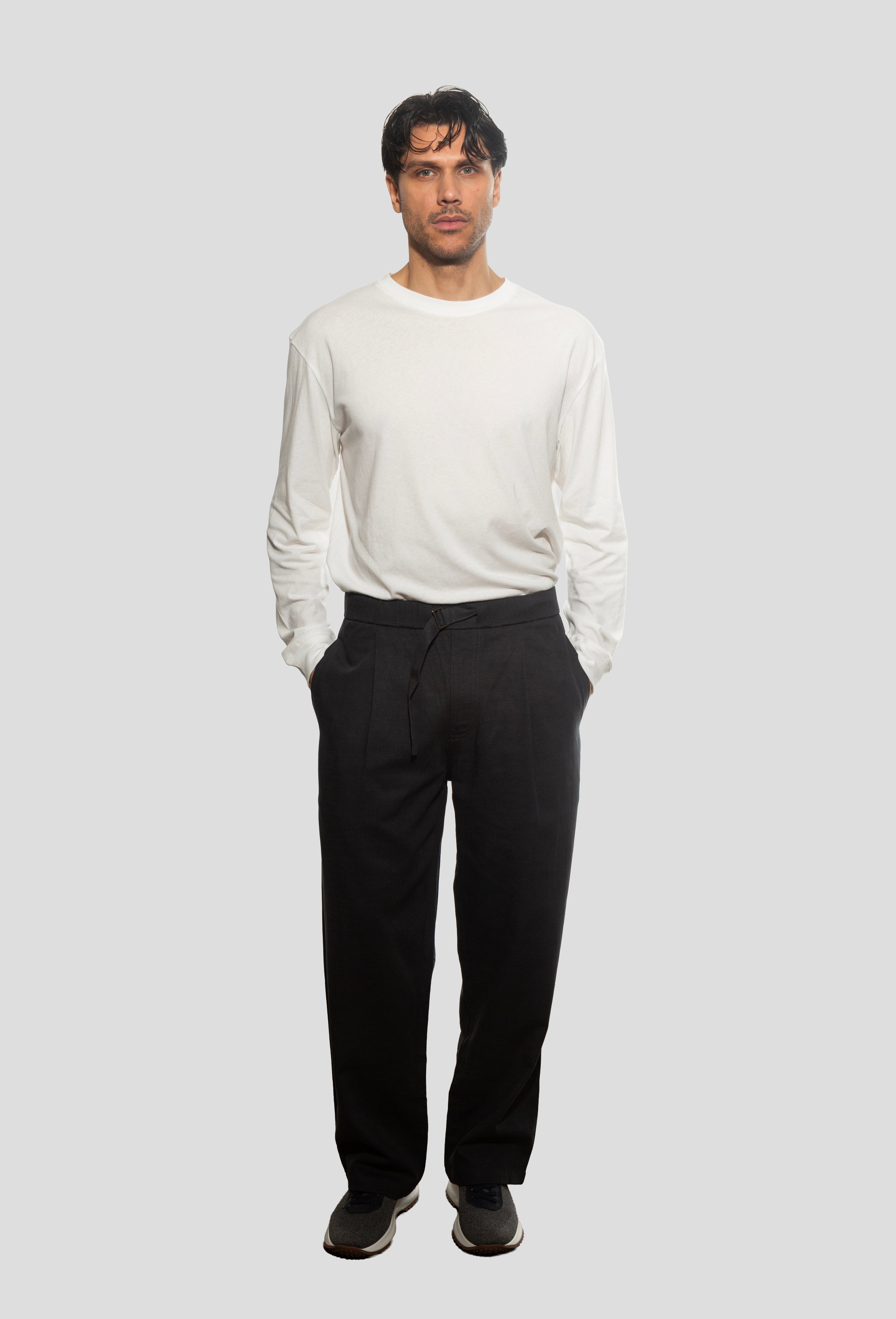 Pantaloni in misto cotone con coulisse