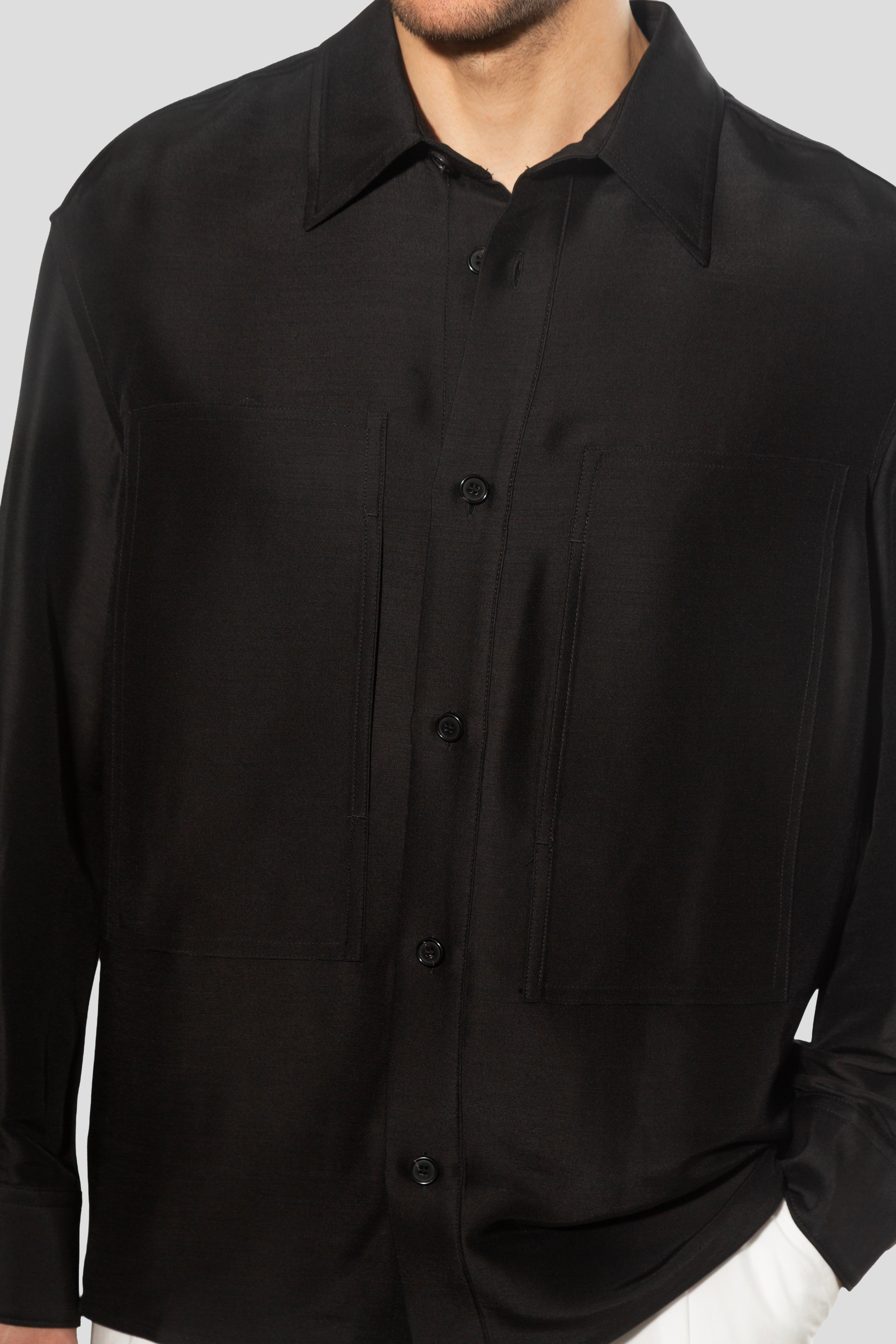 Camicia in misto lana e seta